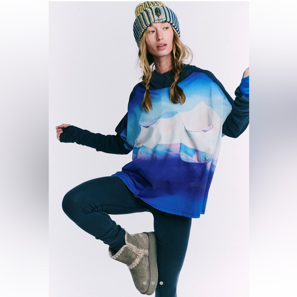 Free People Hot Shot Printed Hoodie/PANTS SET XS NEW - Picture 1 of 5